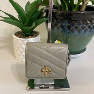 Tory Burch Gray Wallet with Gold Logo